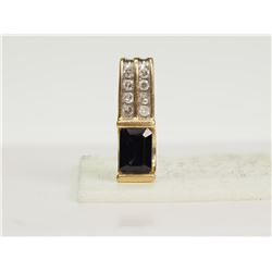 #42-14K GOLD 8 DIAMONDS & TOURMALINE PENDANT