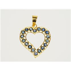 #46-18K GOLD SAPPHIRE HEART-SHAPED PENDANT
