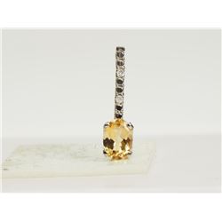 #48-10K WHITE GOLD CITRINE & DIAMOND PENDANT
