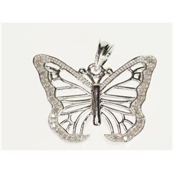 #50-STERLING SILVER DIAMOND BUTTERFLY PENDANT