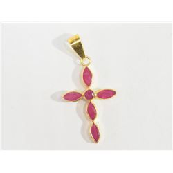 #2-18K GOLD RUBY CROSS PENDANT