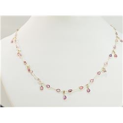 #4-14K GOLD PINK SAPPHIRE & DIAMOND NECKLACE