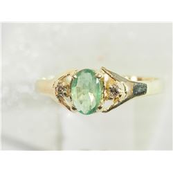 #5-10K GOLD EMERALD & DIAMOND RING