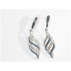 #7-STERLING SILVER BLUE DIAMOND & WHITE DIAMOND