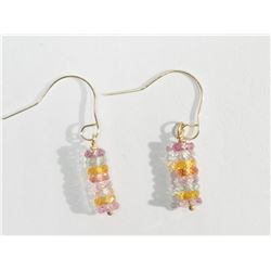 #33-14K GOLD FANCY COLOUR SAPPHIRE DROP EARRINGS