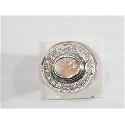 #43-STERLING SILVER CITRINE & QUARTZ RING