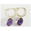 Image 1 : #44-14K GOLD AMETHYST HOOP EARRINGS