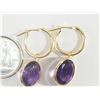 Image 2 : #44-14K GOLD AMETHYST HOOP EARRINGS