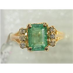 #47-14K GOLD EMERALD & DIAMOND RING