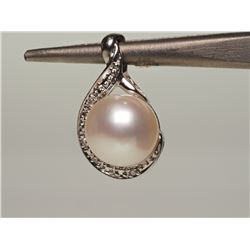 #3-.925 SILVER DIAMOND PEARL PENDANT W/ COA