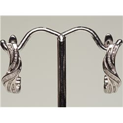 #9-STERLING SILVER & DIAMOND EARRINGS W/ COA