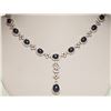 Image 1 : #14-STERLING SILVER BLUE SAPPHIRE & CZ NECKLACE