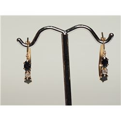 #17-9K YELLOW GOLD SAPPHIRE DIAMOND EARRINGS W/COA