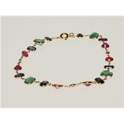 #22-14K YELLOW GOLD GEMSTONE DIAMOND BRACELET
