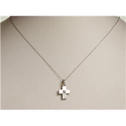 #31-14K WHITE GOLD DIAMOND CROSS PENDANT