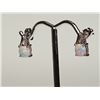 Image 2 : #34-.925 SILVER DIAMOND OPAL EARRINGS W/COA