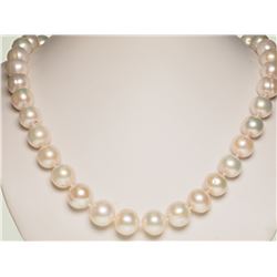 #35-.925 SILVER NATURAL PEARL NECKLACE W/ COA