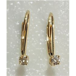 #36-14K YELLOW GOLD DIAMOND EARRINGS W/ COA