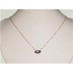 #37-10K YELLOW GOLD BLUE SAPPHIRE NECKLACE W/ COA