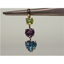 #38-14K YELLOW GOLD PERIDOT, AMETHYST, BLUE TOPAZ