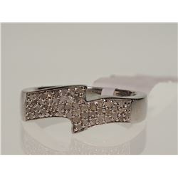 #44-STERLING SILVER DIAMOND RING W/ COA SIZE 7