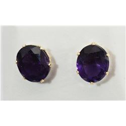 #46-14K YELLOW GOLD AMETHYST EARRINGS W/ COA