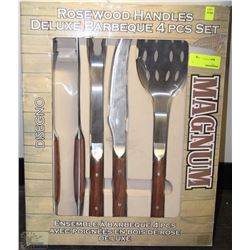 ROSEWOOD HANDLES DELUXE BARBEQUE 4PCS SET