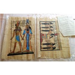 LOT OF 2 GENUINE EGYPTIAN PAPYRUS PRINTS & COAS