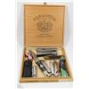 Image 1 : CIGAR BOX WITH ASSORTMENT OF KNIVES