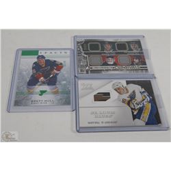 LOT OF 3 BRETT HULL #'D JERSEY & STICK HOCKEY CARDS