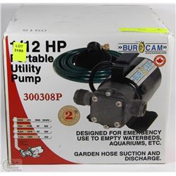 NEW 1/12 HP PORTABLE UTILITY PUMP
