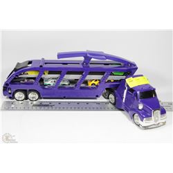 HOTWHEELS TRUCK CAR CARRIER W/DIECAST CARS