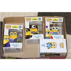 LOT OF 4 FUNKO POP MINIONS; KING BOB, CARL,