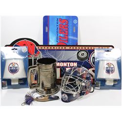 BOX OF OILERS COLLECTIBLES