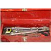 Image 1 : RED TOOLBOX WITH ASSORTED WRENCHES,SCREWDRIVERS