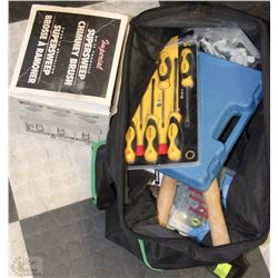 TOOL BAG WITH ASSORTED TOOLS, SHEARS FULLER SET &
