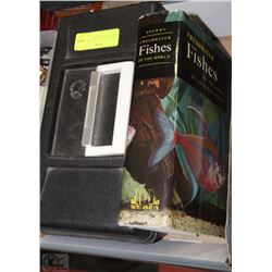 FISHING BOX WITH NEW LURES AND WORLD FISHING BOOK