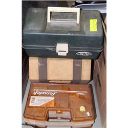 THREE TACKLE BOXES WITH CONTENTS