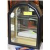 Image 1 : WOOD, MIRROR AND GLASS WALL CURIO 14.5"H X 10.75"