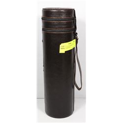 BROWN LEATHER WINE CADDY WITH CORKSCREW