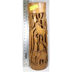 SOLID WOOD HANDCARVED AFRICAN CANDLE HOLDER 22"H