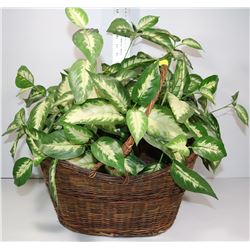 ARTIFICIAL HOUSE PLANT IN HANDLED WICKER BASKET
