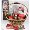 Image 2 : VINTAGE COCA COLA COLLECTIBLES IN HANDLED WICKER