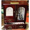 Image 1 : CHERRYWOOD JEWELLERY BOX WITH CONTENTS