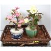 Image 1 : SET OF 2 BONSAI MINIATURES ON WICKER TRAY