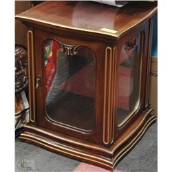ANTIQUE SOLID WOOD SHOWCASE 18.5"X18.5"X24"HIGH