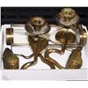 Image 1 : BOX OF BRASS SNAKE CANDLE HOLDERS,VINTAGE PAPER