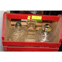 WOODEN DECOR APPLEBOX WITH LAMPLIGHT CO.HURRICANE