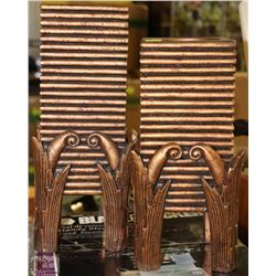 MATCHING GOLD LEAF SQUARE CANDLE HOLDERS