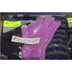 5 PAIRS OF SMART PHONE TEXTING GLOVES